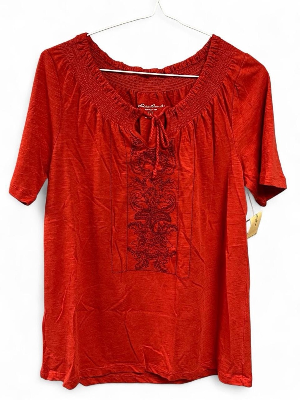 NWT Eddie Bauer Embroidered Short Sleeve Top Size Large